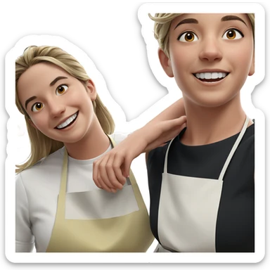 smiling girl in apron indoors sticker