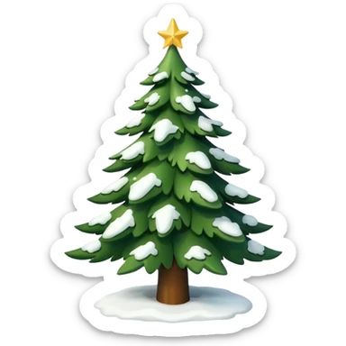 Christmas tree with white lights in nature and snow on top sticker