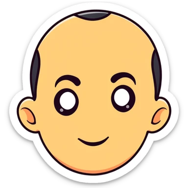 Man with an enormous forehead, comically large forehead, funny character sticker