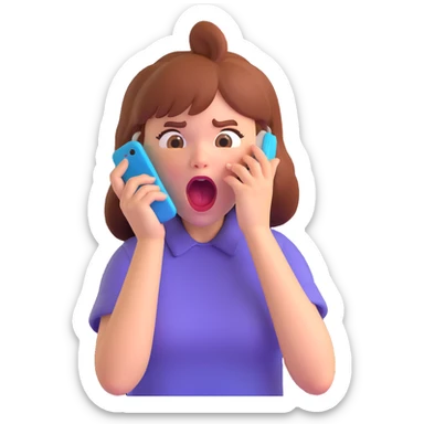 upset girl screaming at her phone, mouth wide open, frustration visible sticker
