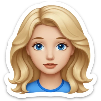 blondynka srednio krecone wlosy i niebieskie oczy obrysowane usta na jasny braz mloda sticker