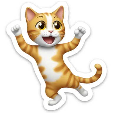Cat doing happy dance sticker