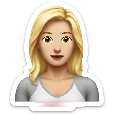 blonde woman with sweat on her face ,pink realistic sticker