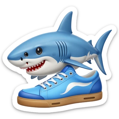 Shark with blue shoes on sticker