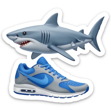 Shark with blue nike shoes on his legs sticker