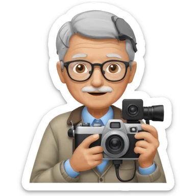 cameraman hold a camera, elderly sticker