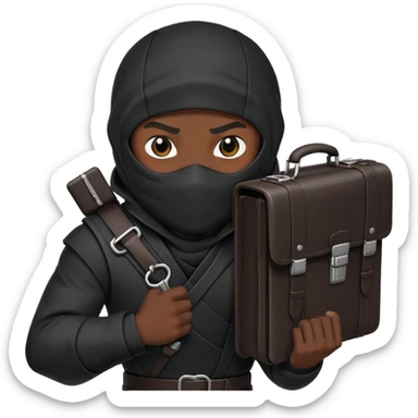 black ninja holding a briefcase sticker