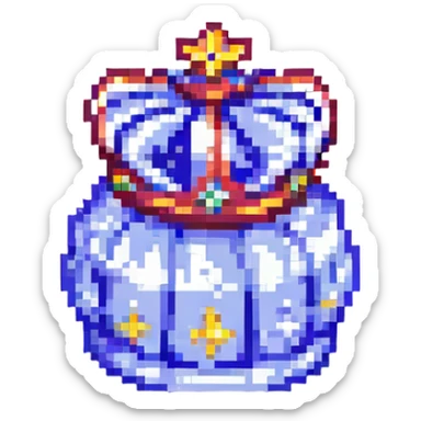 8-bit pixel art royal crown, silver, no jewels sticker