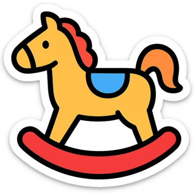 rocking horse, modern and clean lines, color icon style sticker
