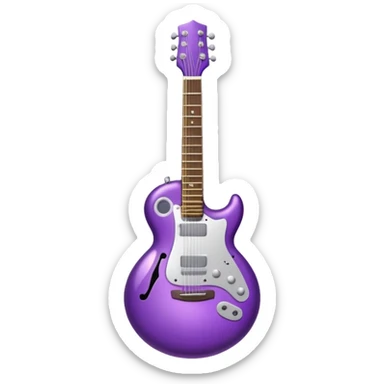a purple Christmas ornament with a guitar sticker
