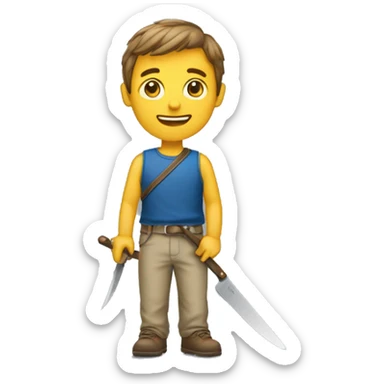 En garçon qui court avec le couteau sticker