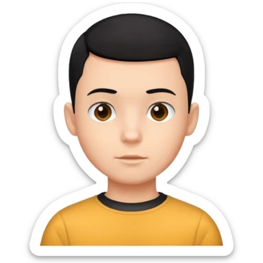 create a long buzz haircut boy that has black hair sticker