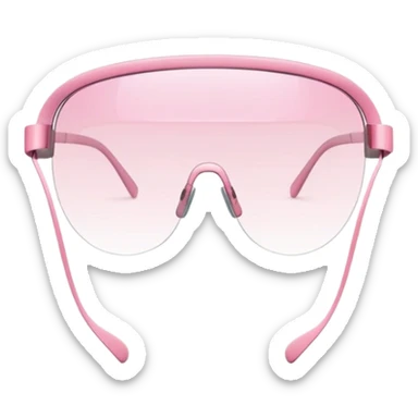 extremely minimalist pink visor glasses, single thin curved line design, barely there sticker