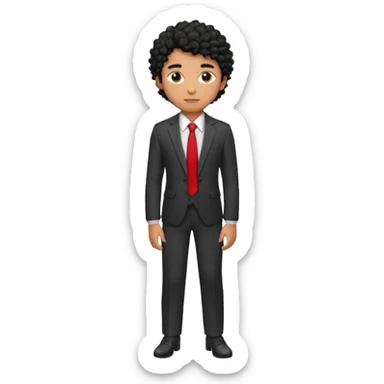 Young man, brown skin, black curly hair, tailored trousers, suit jacket, and tie

 sticker