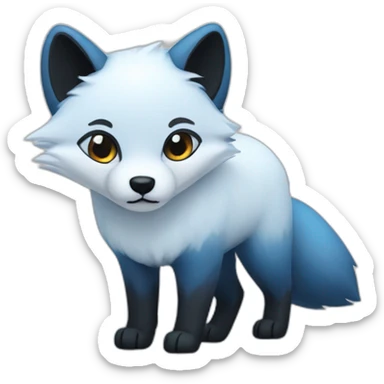 artic fox with black fur on the ears and blue fur inside the ears sticker