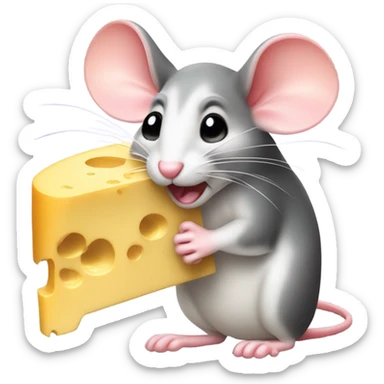 Mouse Holding  a cheese heart sticker