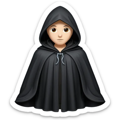 hooded cloak object icon, dark fabric cloak with deep hood, fantasy style, soft folds, 3D cartoon, mobile game icon style, centered, clean background, soft shadow, no text, no watermark
 
 sticker
