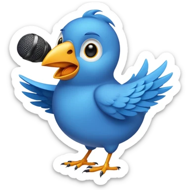 A blue Twitter bird happily singing Beautiful music sticker