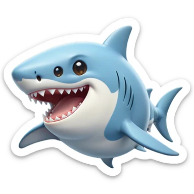 Cinematic Cute Yawning Shark Portrait Emoji, Head tilted slightly with a dramatic, wide-open yawn, showcasing a soft, streamlined body with gently drooping fins and eyes barely open in drowsy contentment, Simplified yet irresistibly adorable features, highly detailed, glowing with a soft, cozy glow, high shine, relaxed yet expressive, stylized with a touch of aquatic charm, bright and endearing, soft glowing outline, capturing the essence of a sleepy yet affectionate shark, so drowsy it feels like it could float right out of the screen and curl up for a nap! sticker