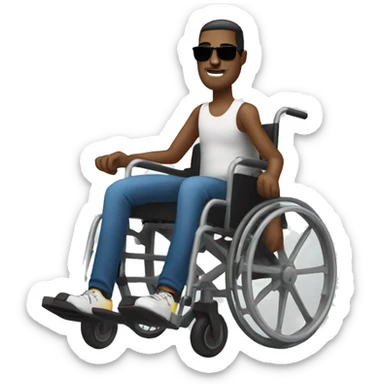 Guy on wheelchair with sunglasses  sticker