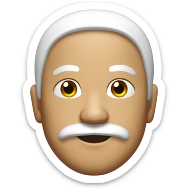 Asian man in a santa suit with a black mustache sticker