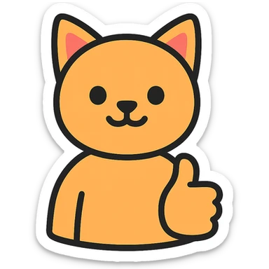 colored outlined icon of a cat giving a thumbs up sticker
