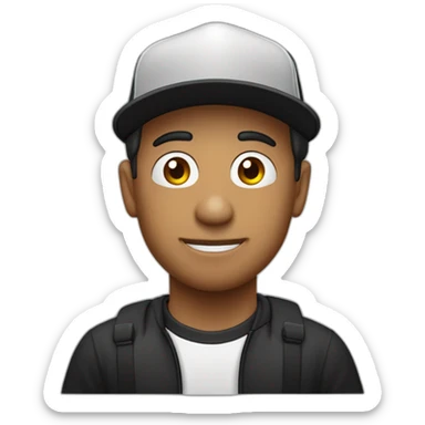 chico moreno con gorra negra y anteojos negros sticker