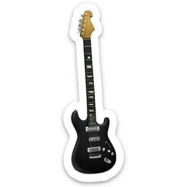 The electric guitar is black sticker