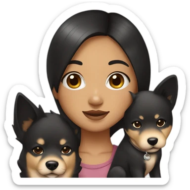 Black hair girl with shiba inu sticker