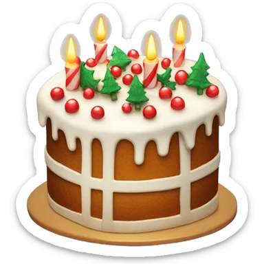 Christmas cake, cozy bakery, festive lights sticker
