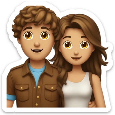 Amoureux folle brune et garçon brun  sticker