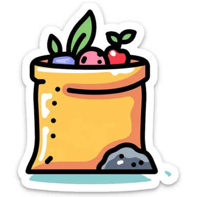 bag of mineral fertilizer with mineral symbols sticker