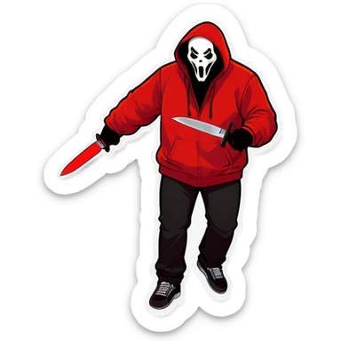 Ghostface driving a red Lamborghini holding a knife  sticker