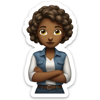 Girl with her arm crossed saying make me  sticker