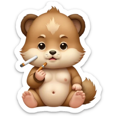 The baby shi ba is smoking sticker
