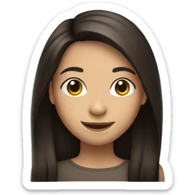 smiling girl with long dark brown hair sticker
