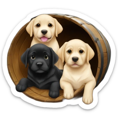 three baby labradors in a barrel sticker