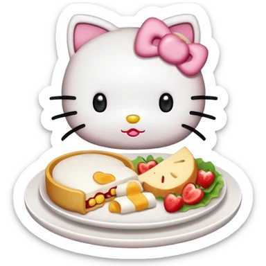 Hello kitty eating food sticker