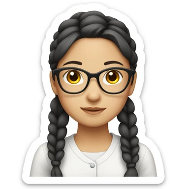A girl wearing glasses with her hair tied up, Asian sticker