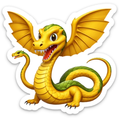 Huge yellow serpent with two wings sticker