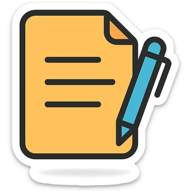 minimalist paperwork and pen, rounded corners, monochrome palette, subtle shadow, no text sticker