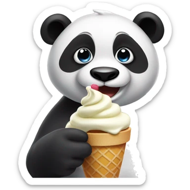Panda eating ice cream sticker