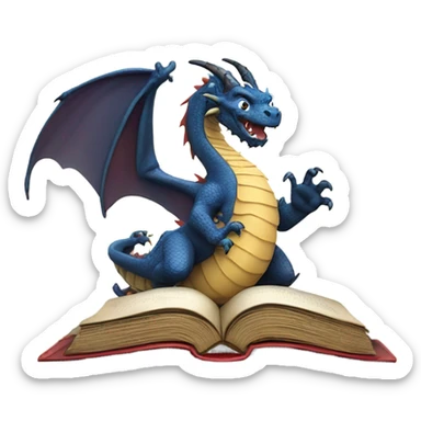 book with a dragon climbing on it sticker