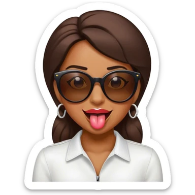 female sunglasses tongue winking sticker