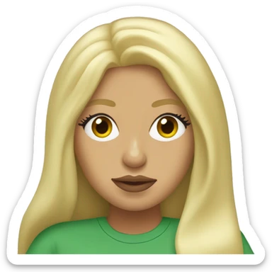 lady gaga in a brat green tshirt and long blond hair sticker