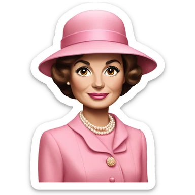 Jackie Kennedy 60s in pink suit and hat sticker