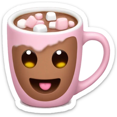 Light Pink mug of hot chocolate with marshmallows  sticker