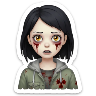 Zombie girl with black hair sticker