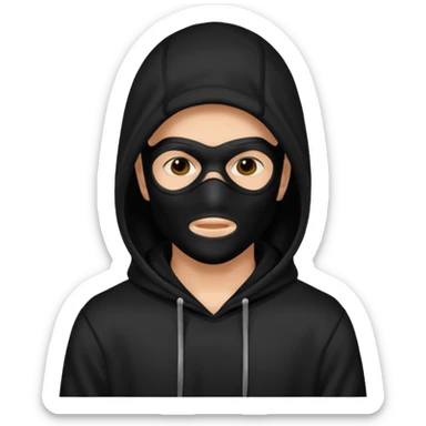 Mysterious man black hoodie black mask sticker