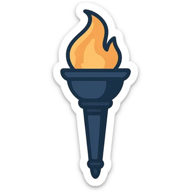 a torch with a flame, color scheme using hex color #1F2E3E sticker